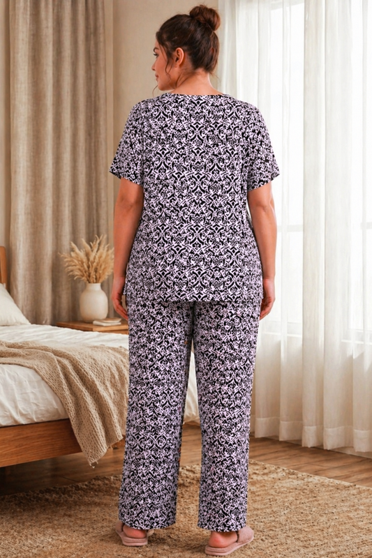 Midnight Ivory Rayon Night Suit