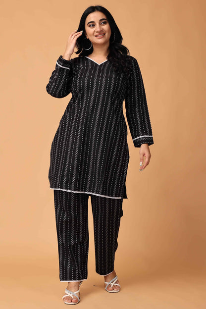 Buy Plus Size ​Cosmic Firelight Woollen Co-ord Set At Apella | Sizes XS to 10 XL | India | Free Delivery | Customized