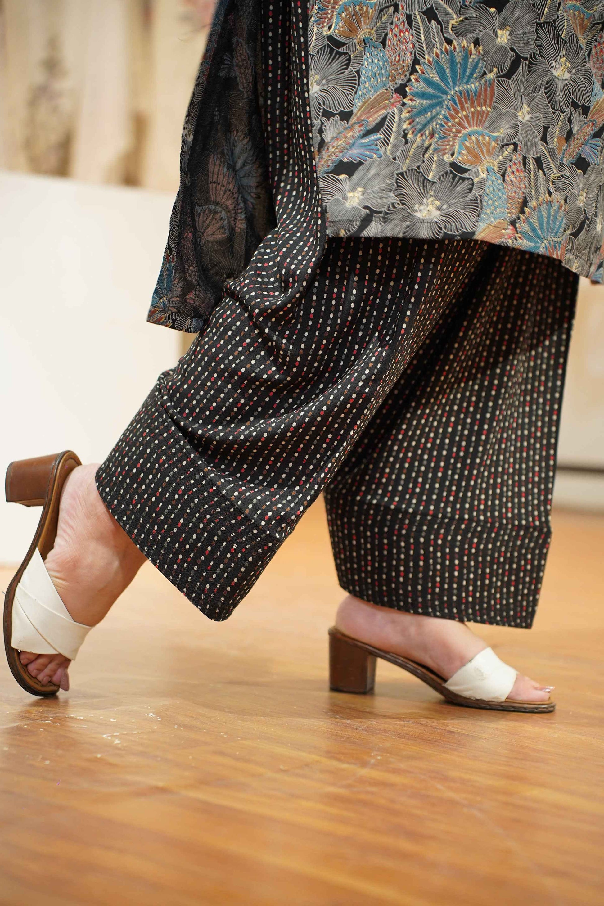 Navy Blue Foiled Rayon Farshi Suit