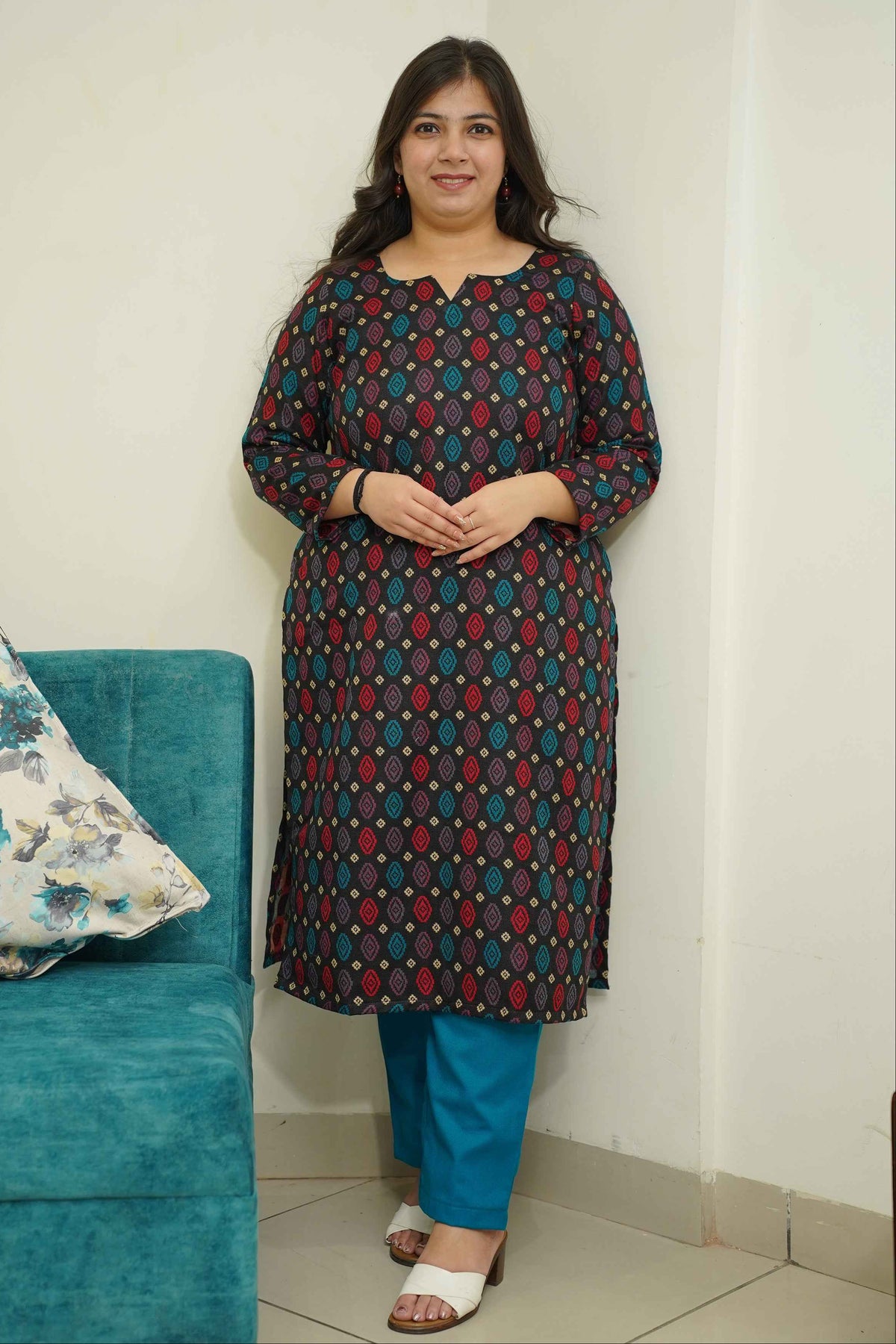 Starry Black Woollen Kurta