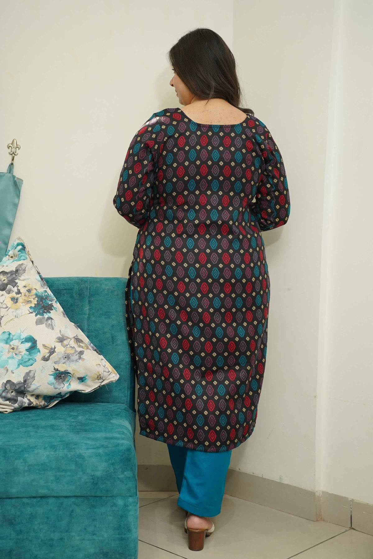 Starry Black Woollen Kurta Set