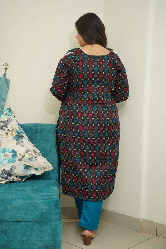 Starry Black Woollen Kurta Set