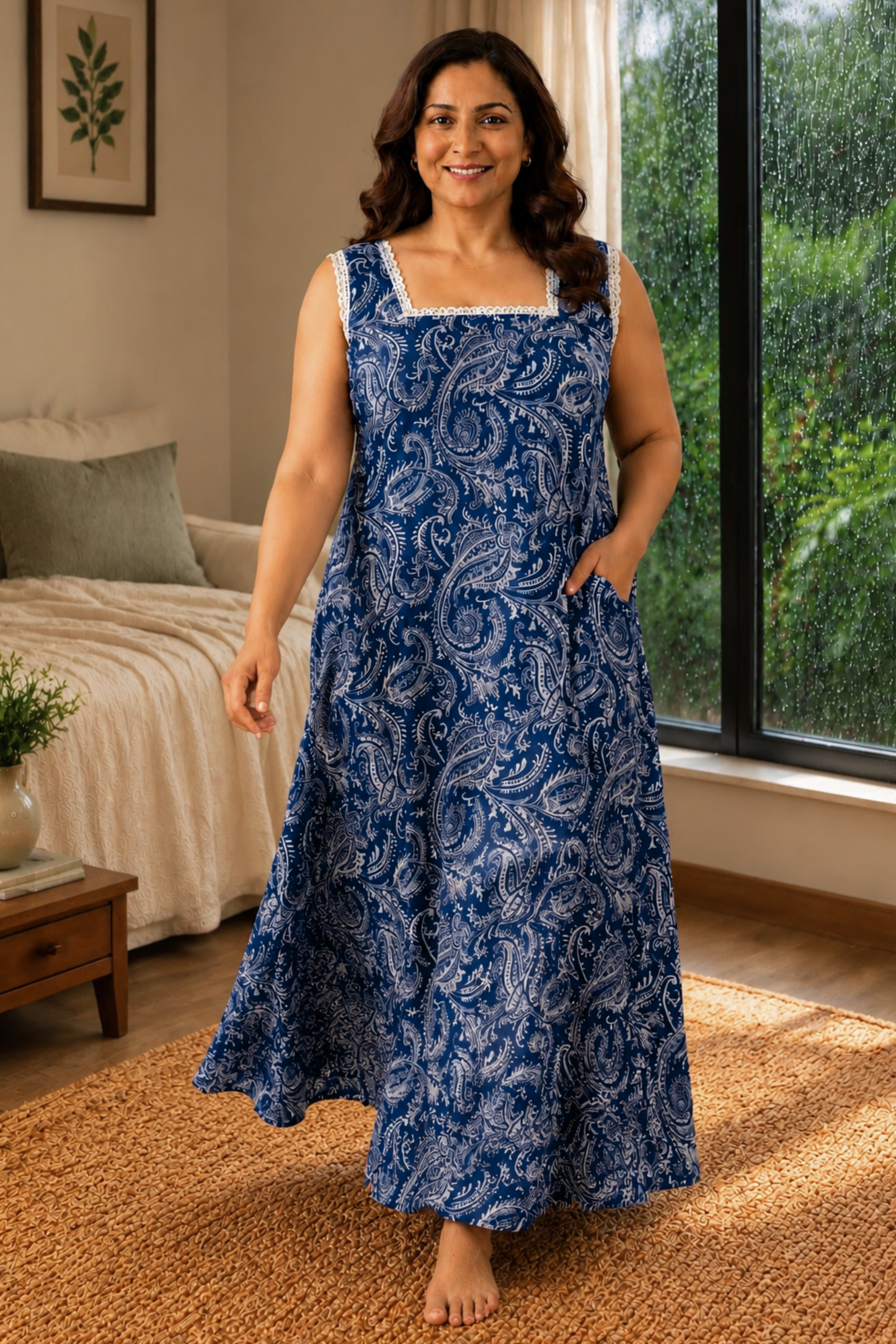 Indigo Breeze Cotton Night Gown