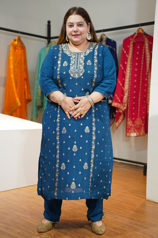 Indira Neel Fancy Chinon Suit