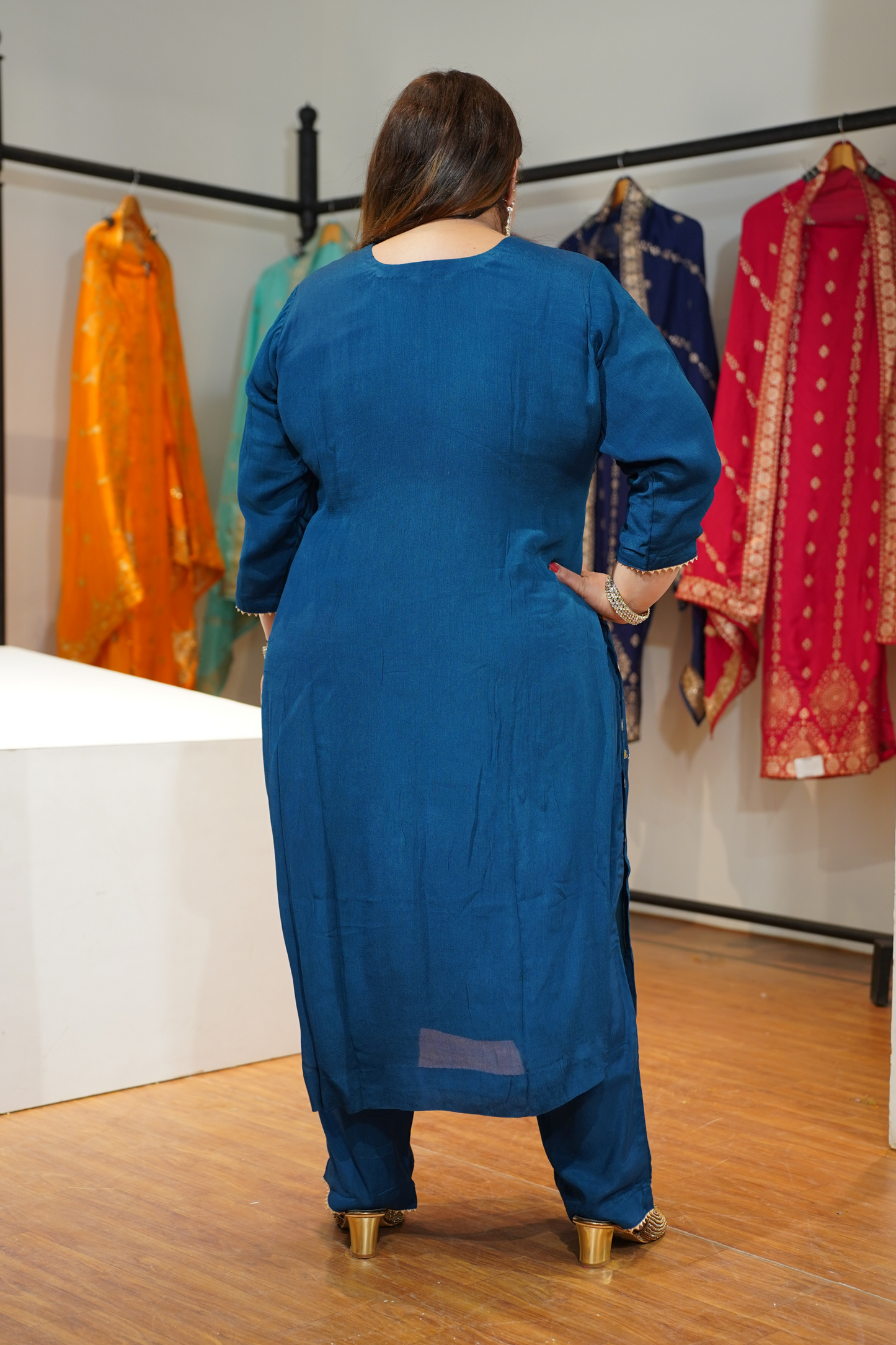 Indira Neel Fancy Chinon Suit
