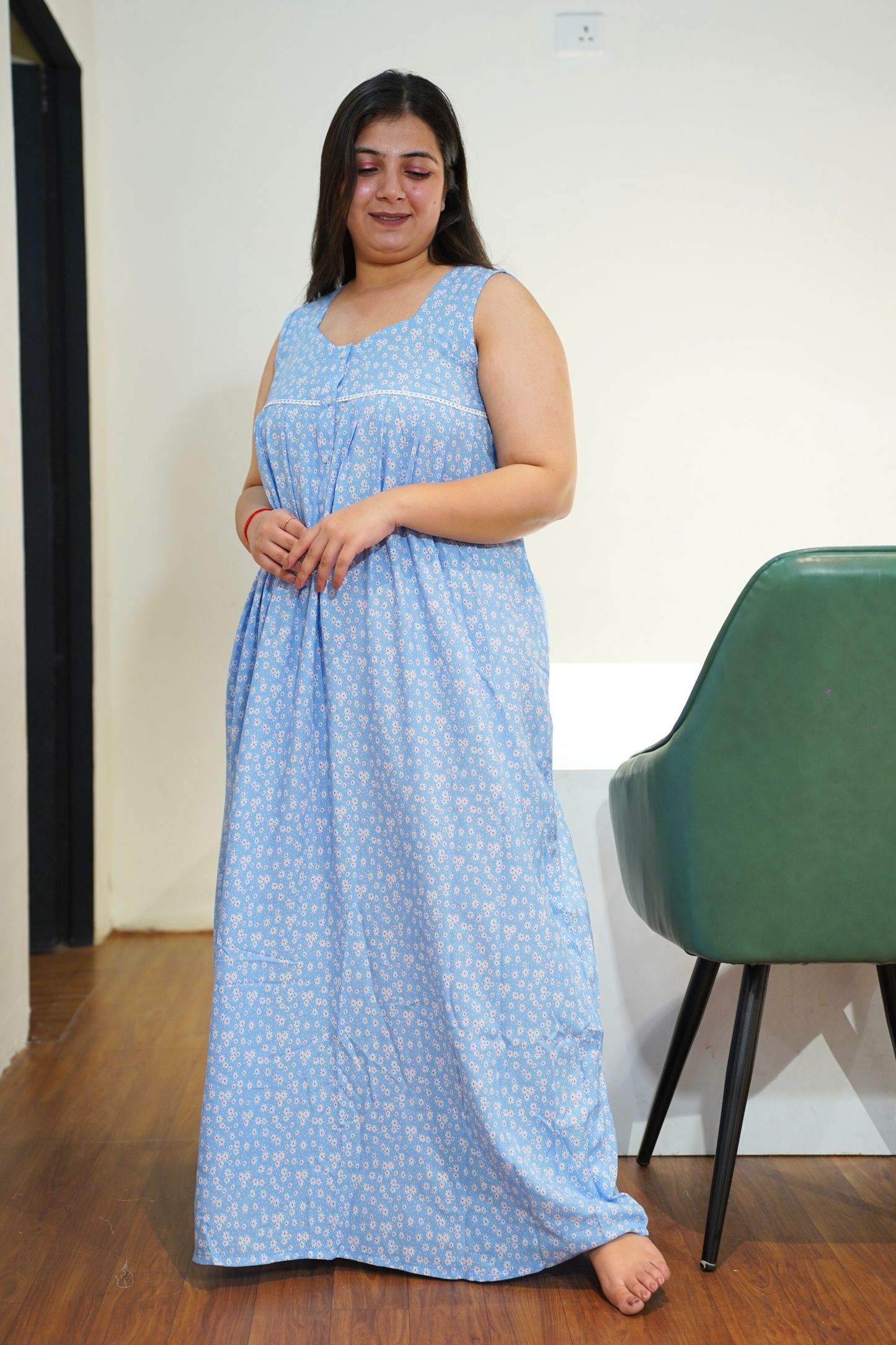 Sky Petals Rayon Night Gown