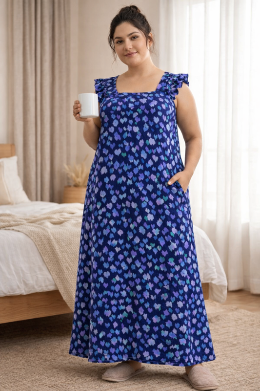 Midnight Petal Rayon Lounge Dress