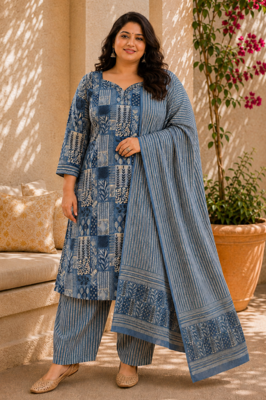 Indigo Reverie Cotton Salwar Suit