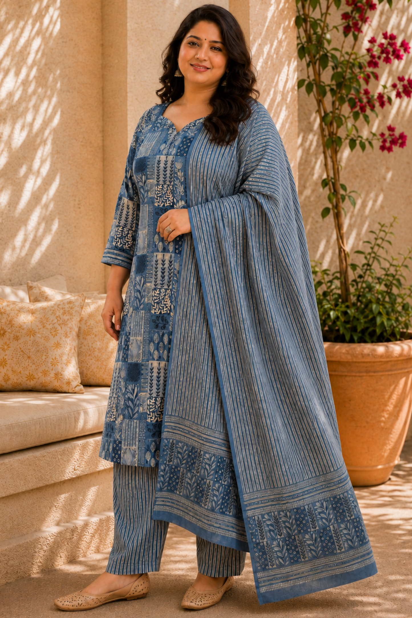Indigo Reverie Cotton Salwar Suit