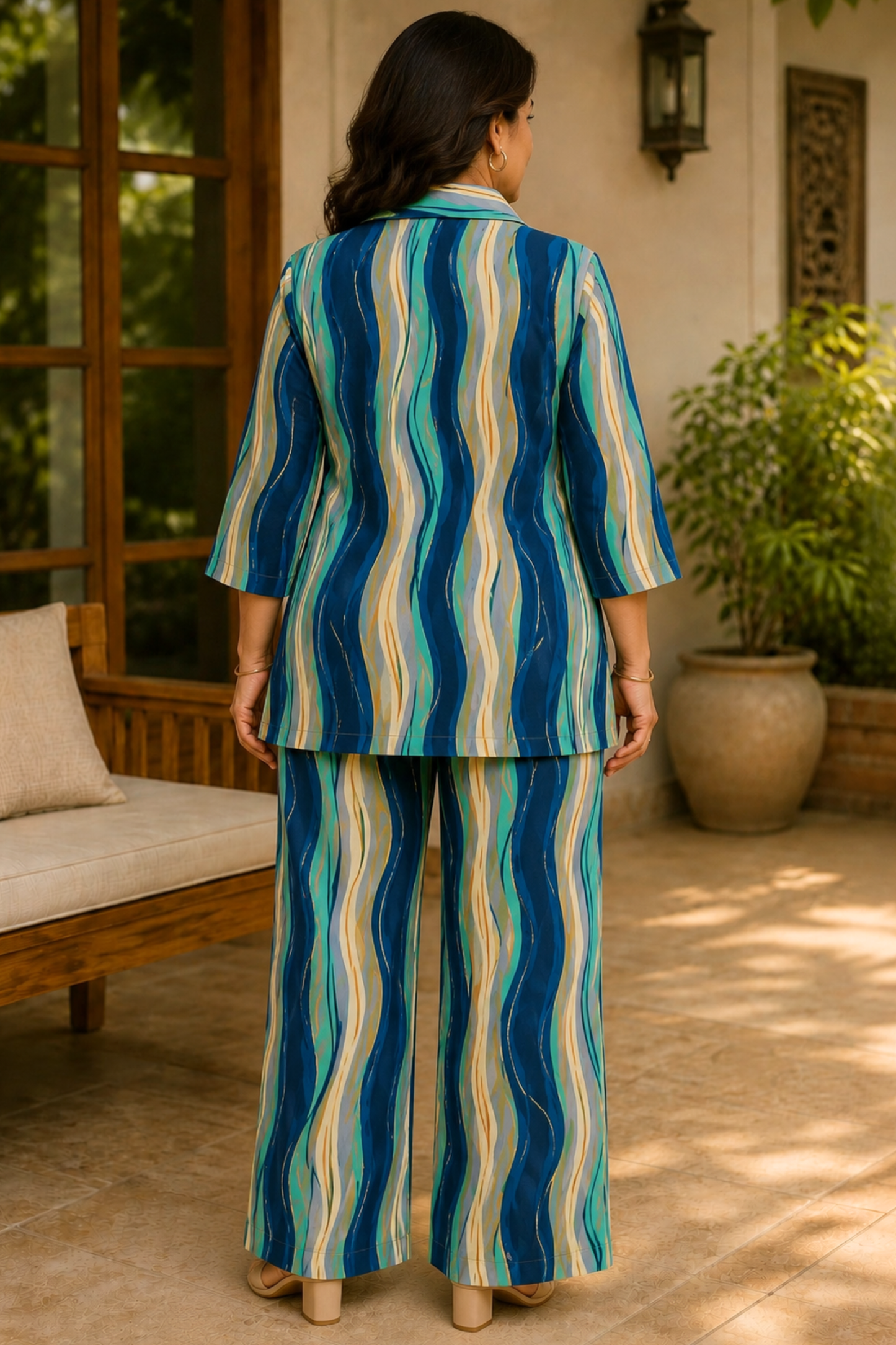 Marine Lumière Foiled Linen Co-ord Set