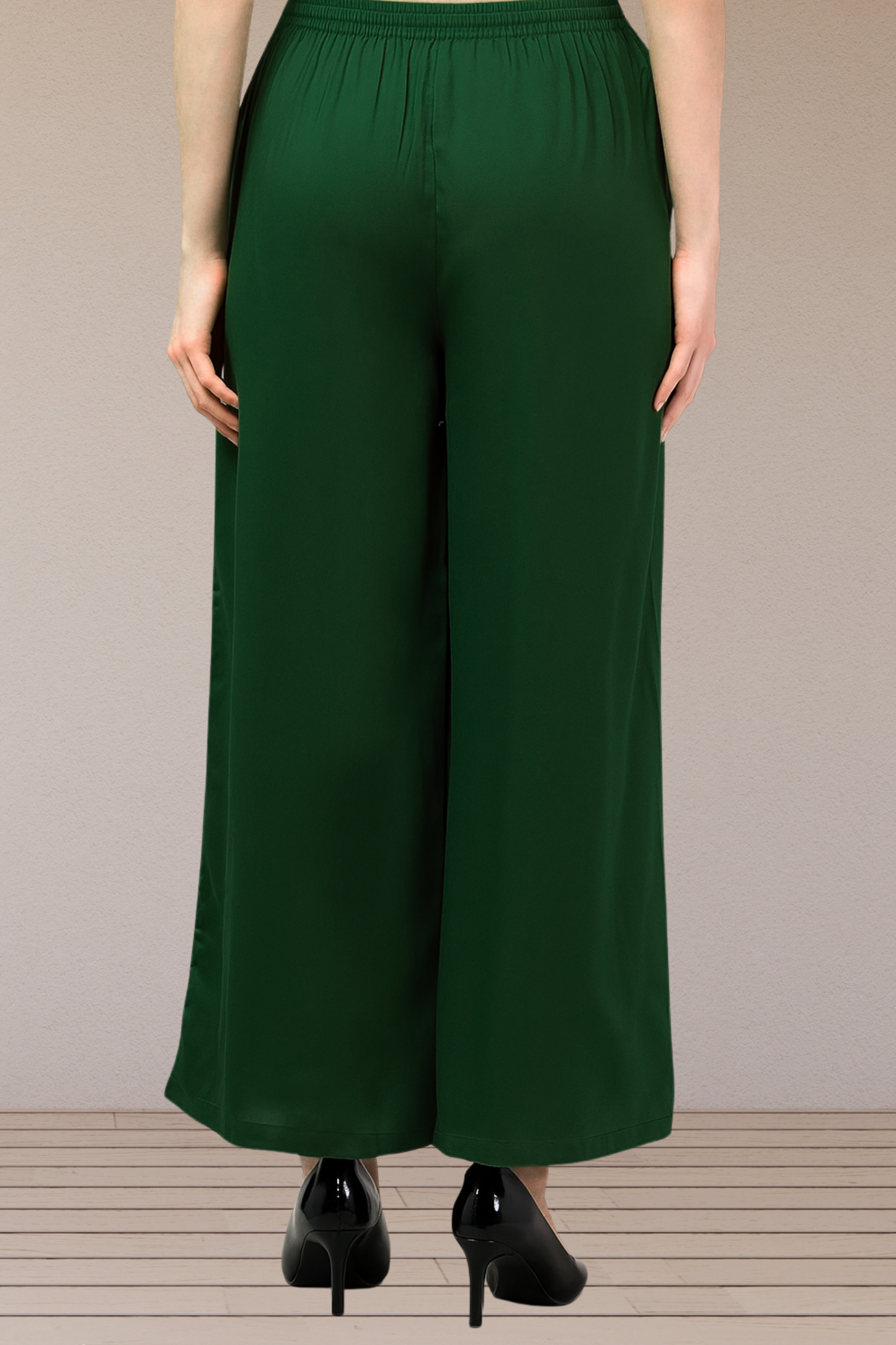 Bottle Green Flared Palazzo Pant