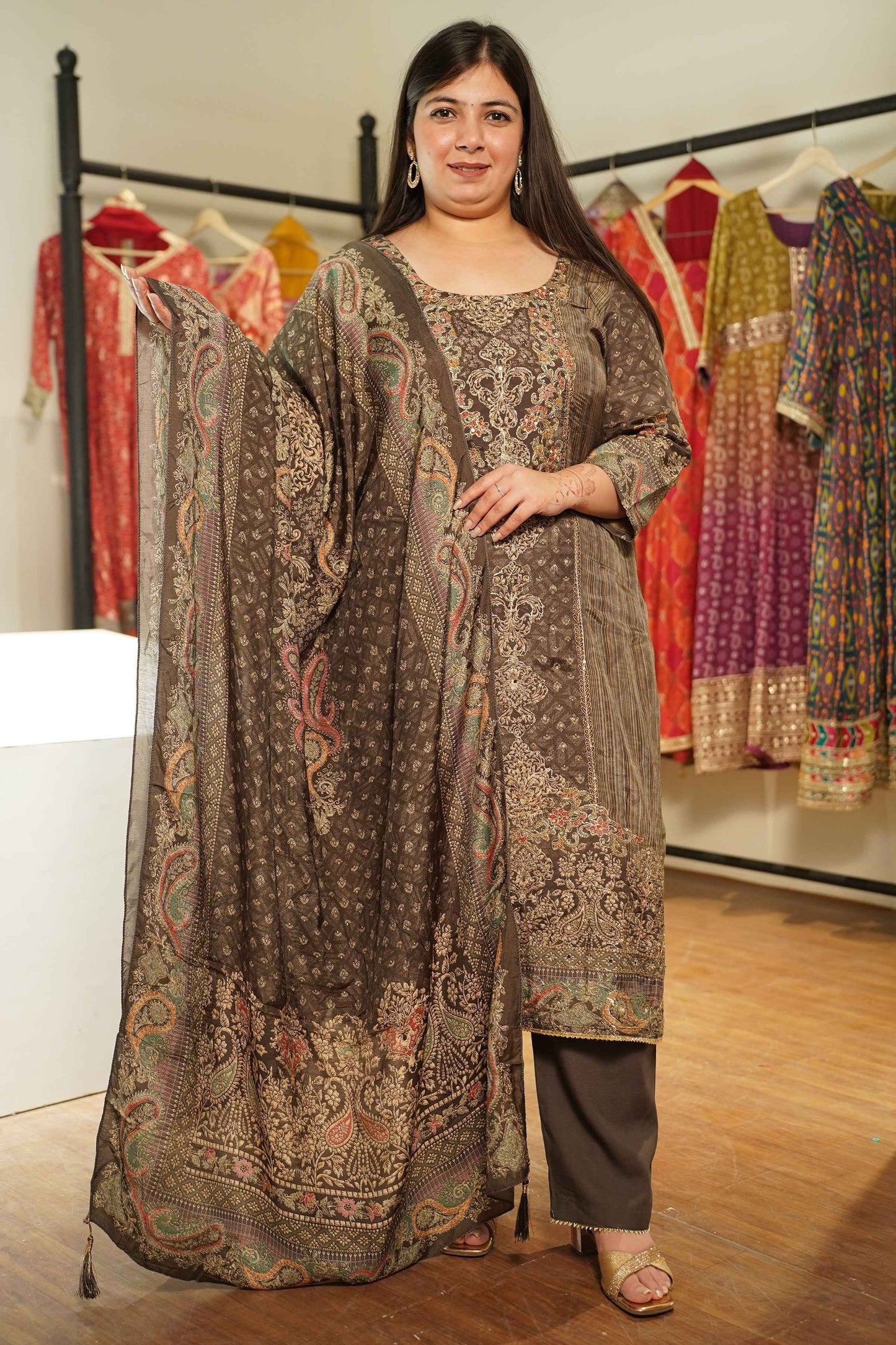 Zarqaa Karachi Muslin Suit with Aari Work