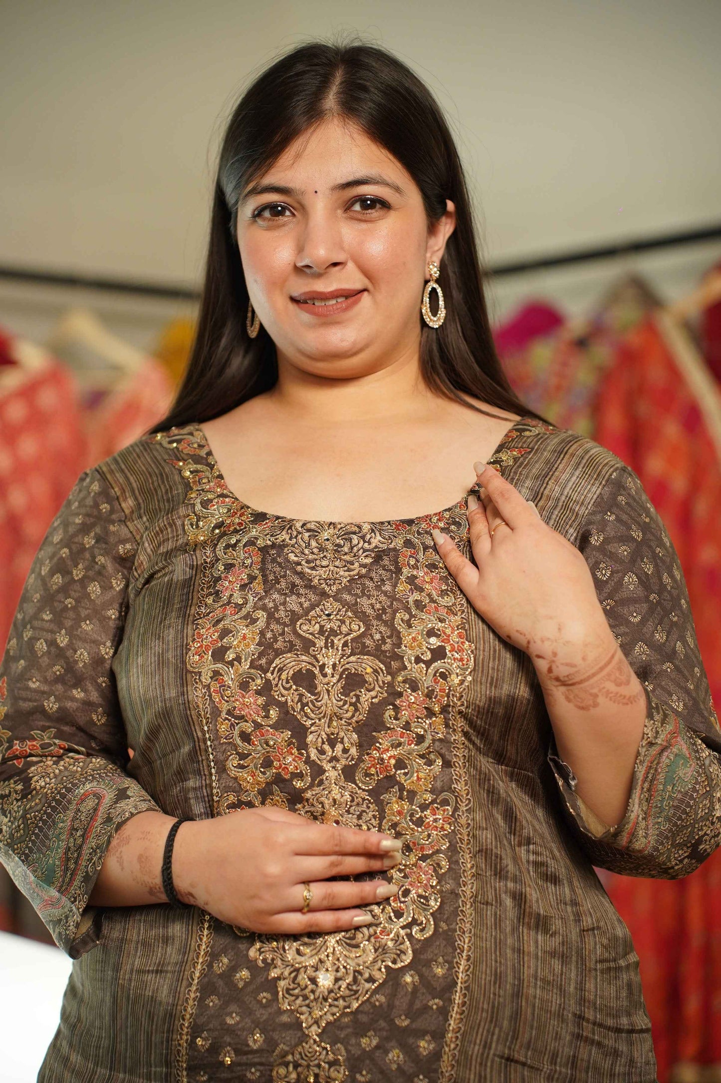 Zarqaa Karachi Muslin Suit with Aari Work