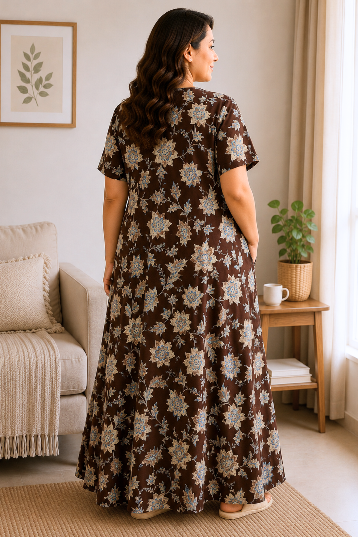 Espresso Floral Rayon Night Gown