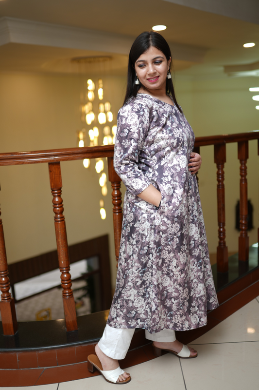 Buy Plus Size ​Burgundy Charm A-line Kurta Set At Apella | Sizes XS to 10 XL | India | Free Delivery | Customized