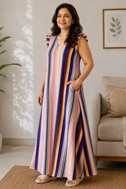 Candy Stripe Rayon Lounge Dress
