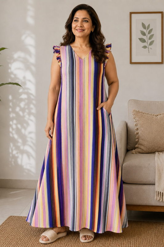 Candy Stripe Rayon Lounge Dress