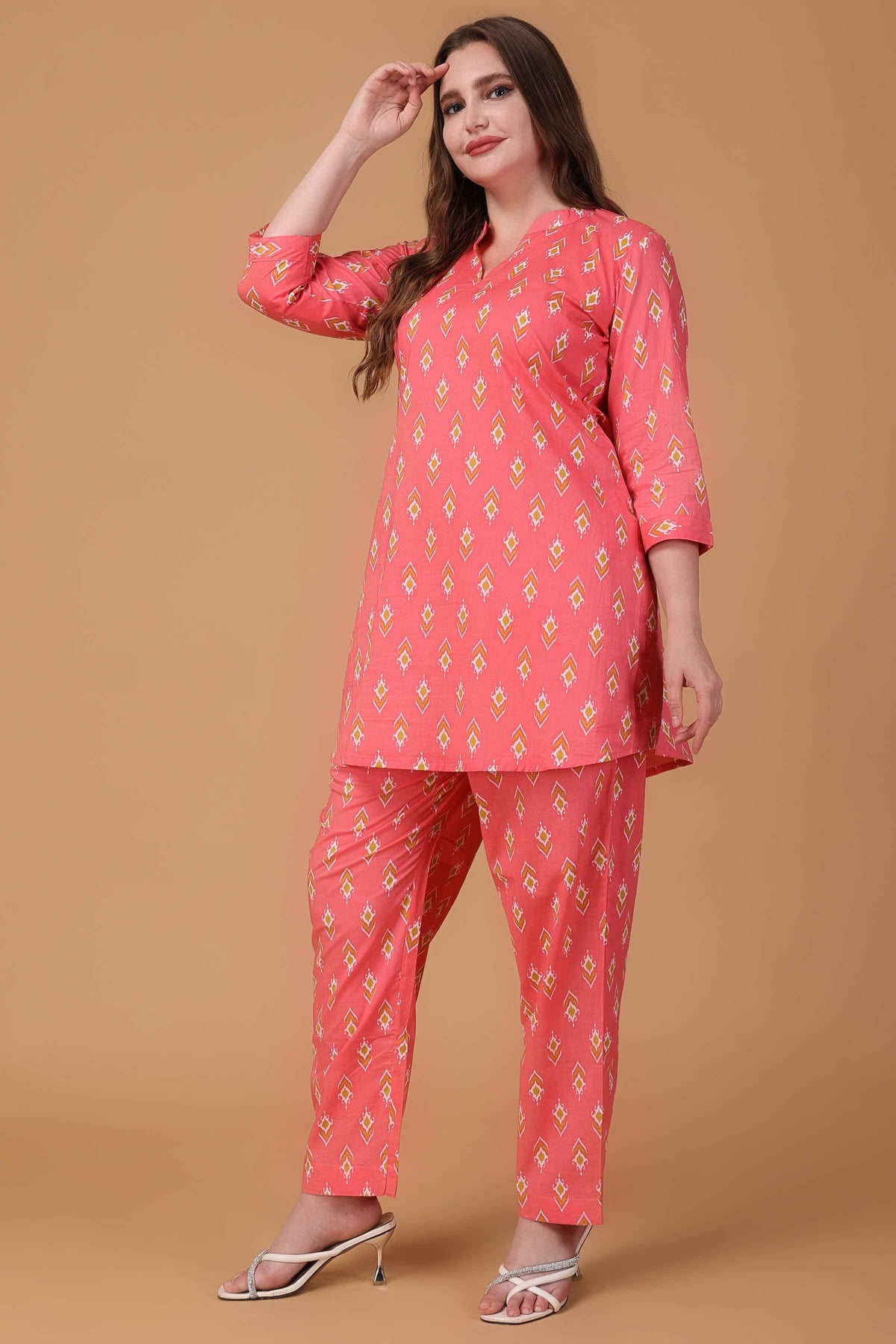Buy Plus Size ​Carmine Charm Cotton Co-ord Set At Apella | Sizes XS to 10 XL | India | Free Delivery | Customized