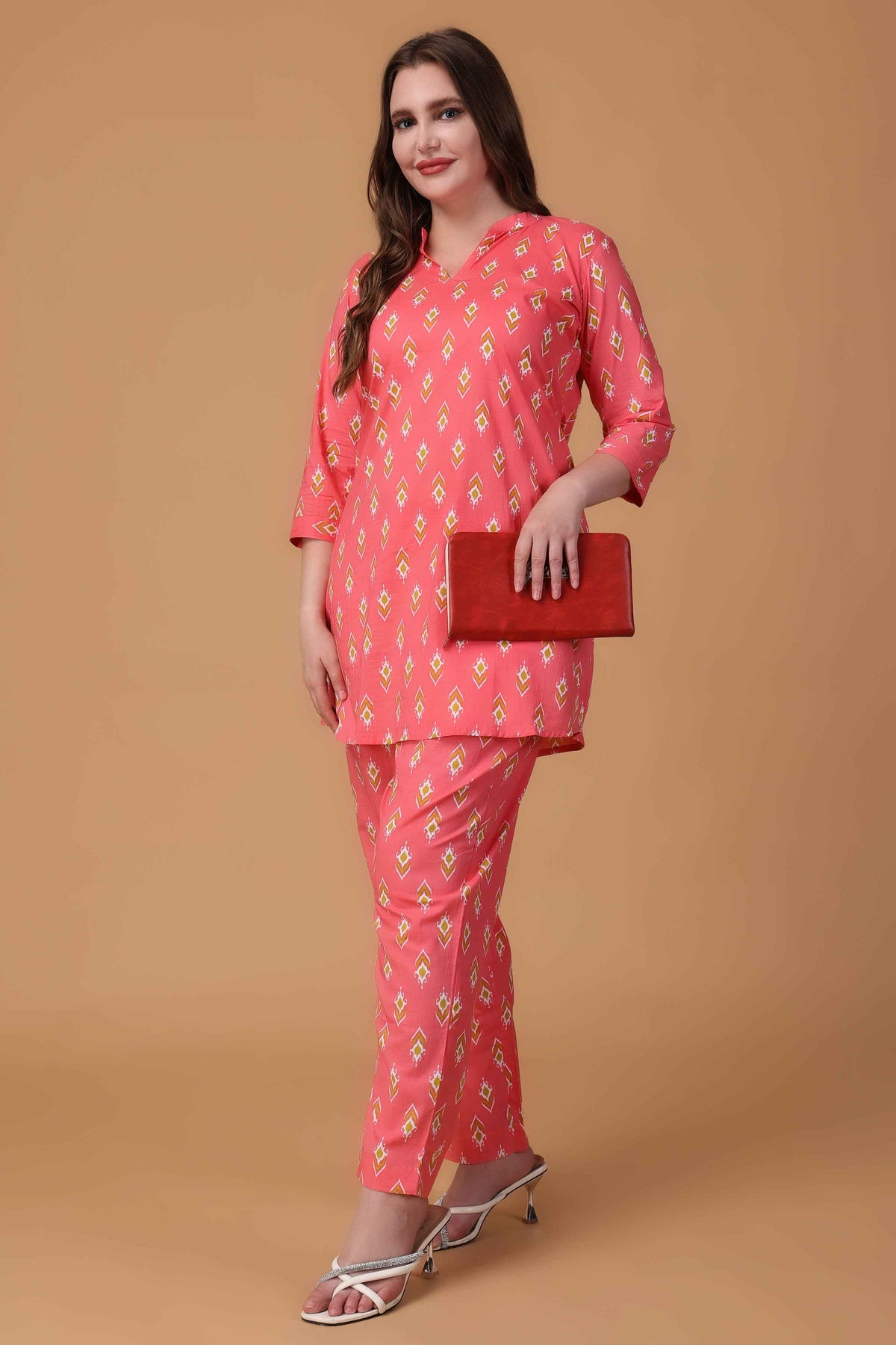 Buy Plus Size ​Carmine Charm Cotton Co-ord Set At Apella | Sizes XS to 10 XL | India | Free Delivery | Customized