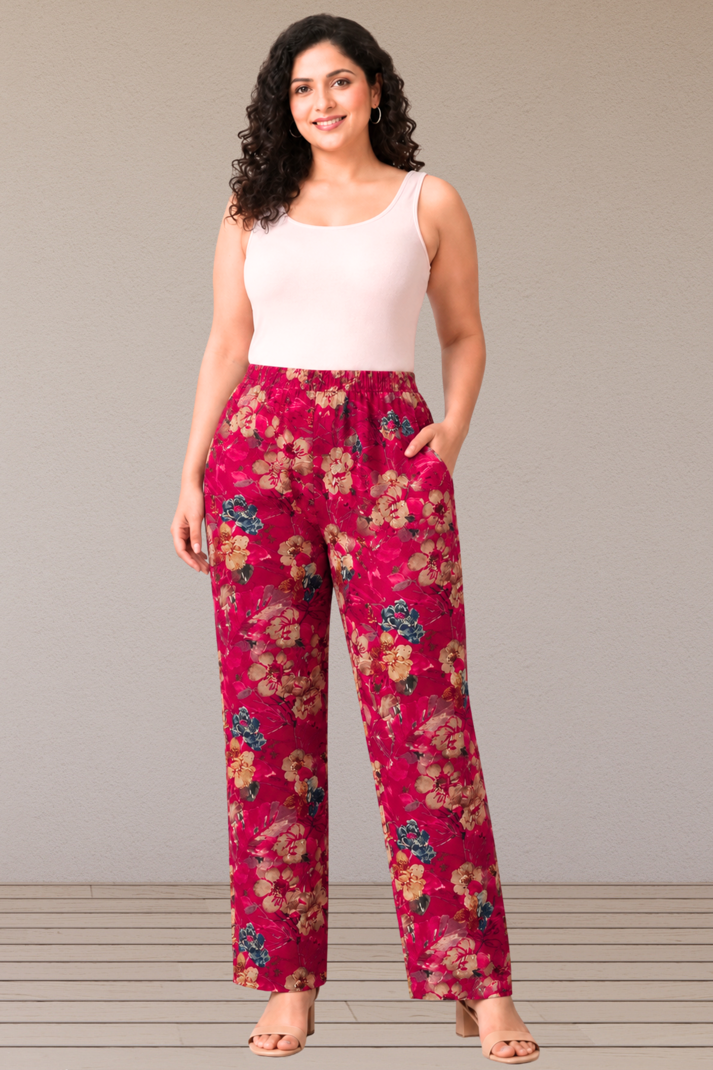 Cherry Blossom Rayon Printed Palazzo