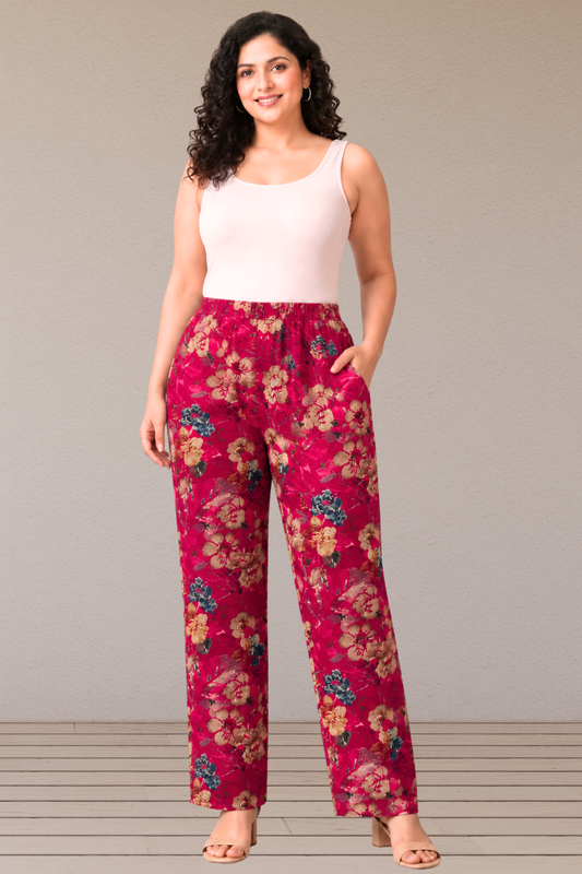 Cherry Blossom Rayon Printed Palazzo