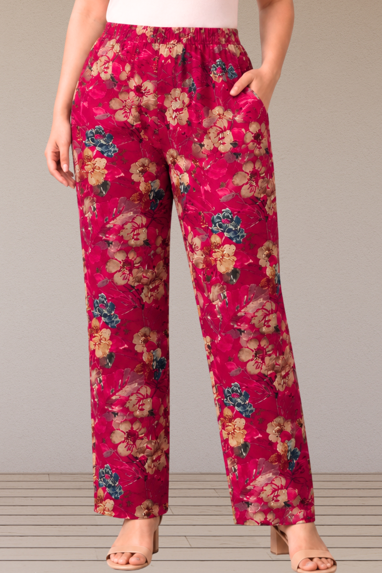 Cherry Blossom Rayon Printed Palazzo
