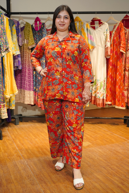 Cherry Verse Foiled Rayon Co-ord Set