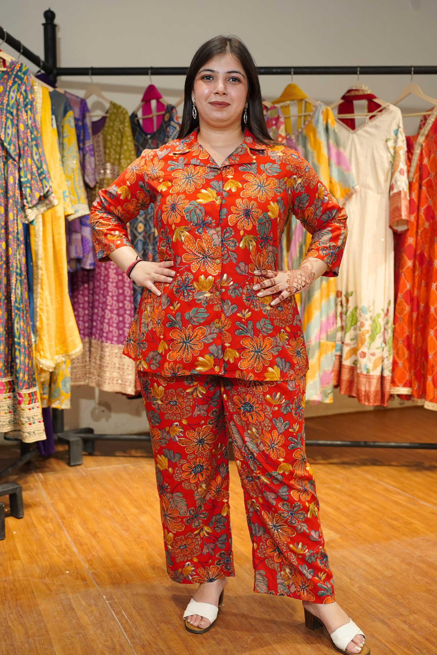 Cherry Verse Foiled Rayon Co-ord Set