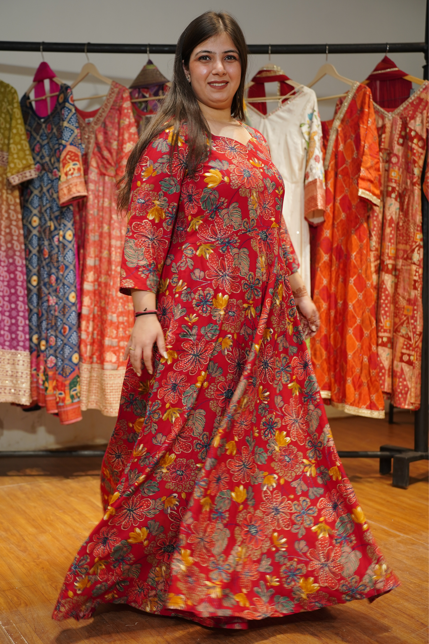 Cherry Verse Foiled Rayon Dress With Pockets