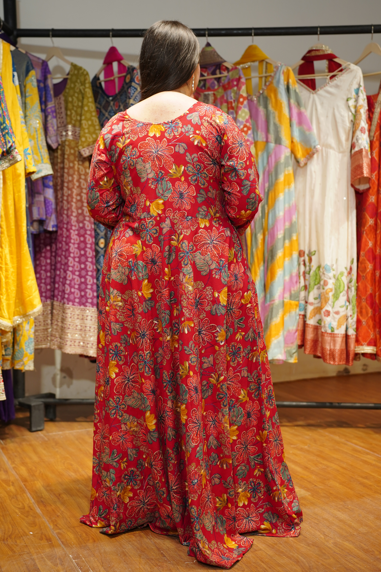 Cherry Verse Foiled Rayon Dress With Pockets