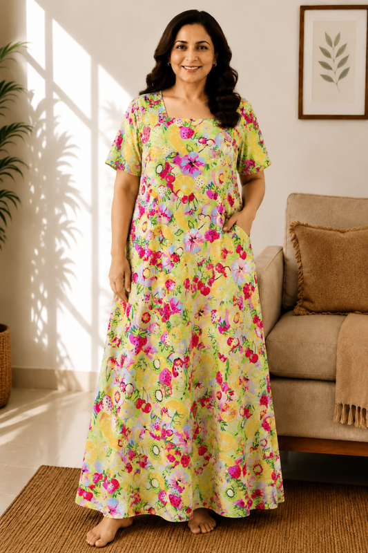Citrus Splash Cotton Night Gown