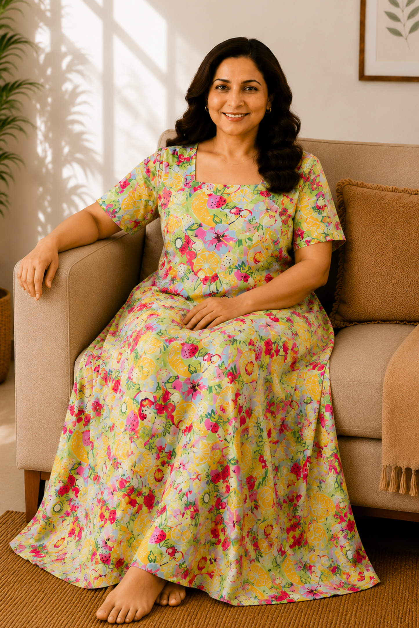 Citrus Splash Cotton Night Gown