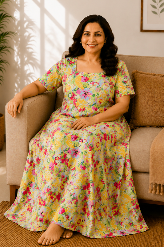 Citrus Splash Cotton Night Gown