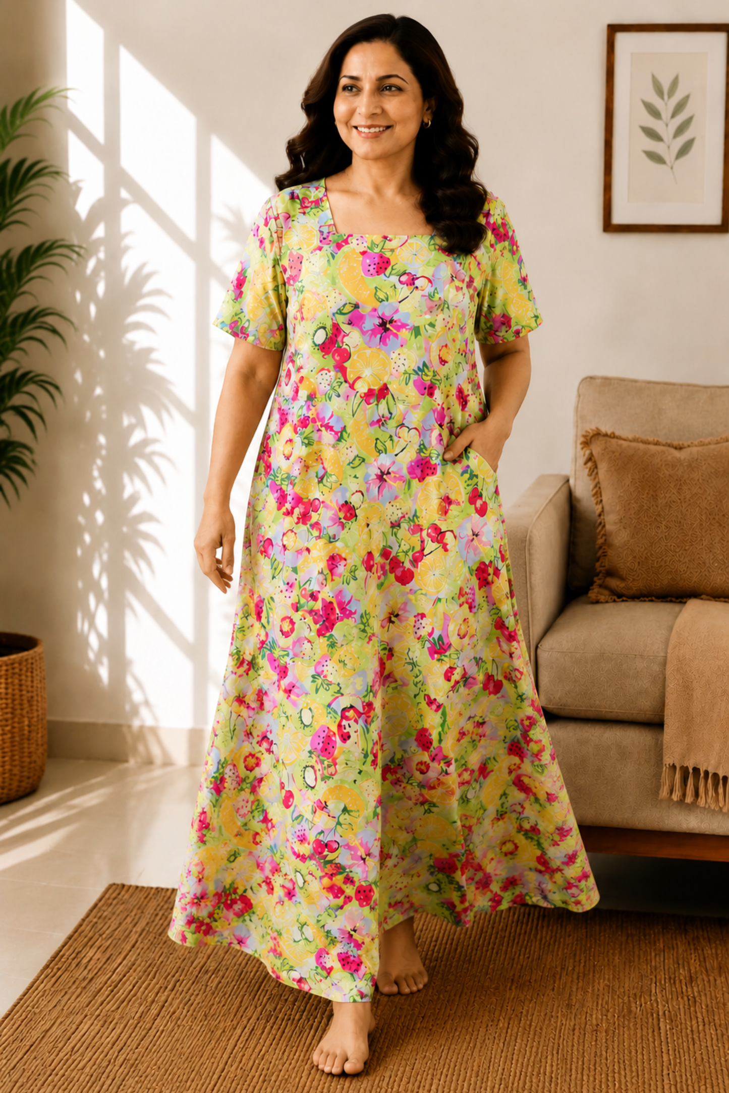 Citrus Splash Cotton Night Gown