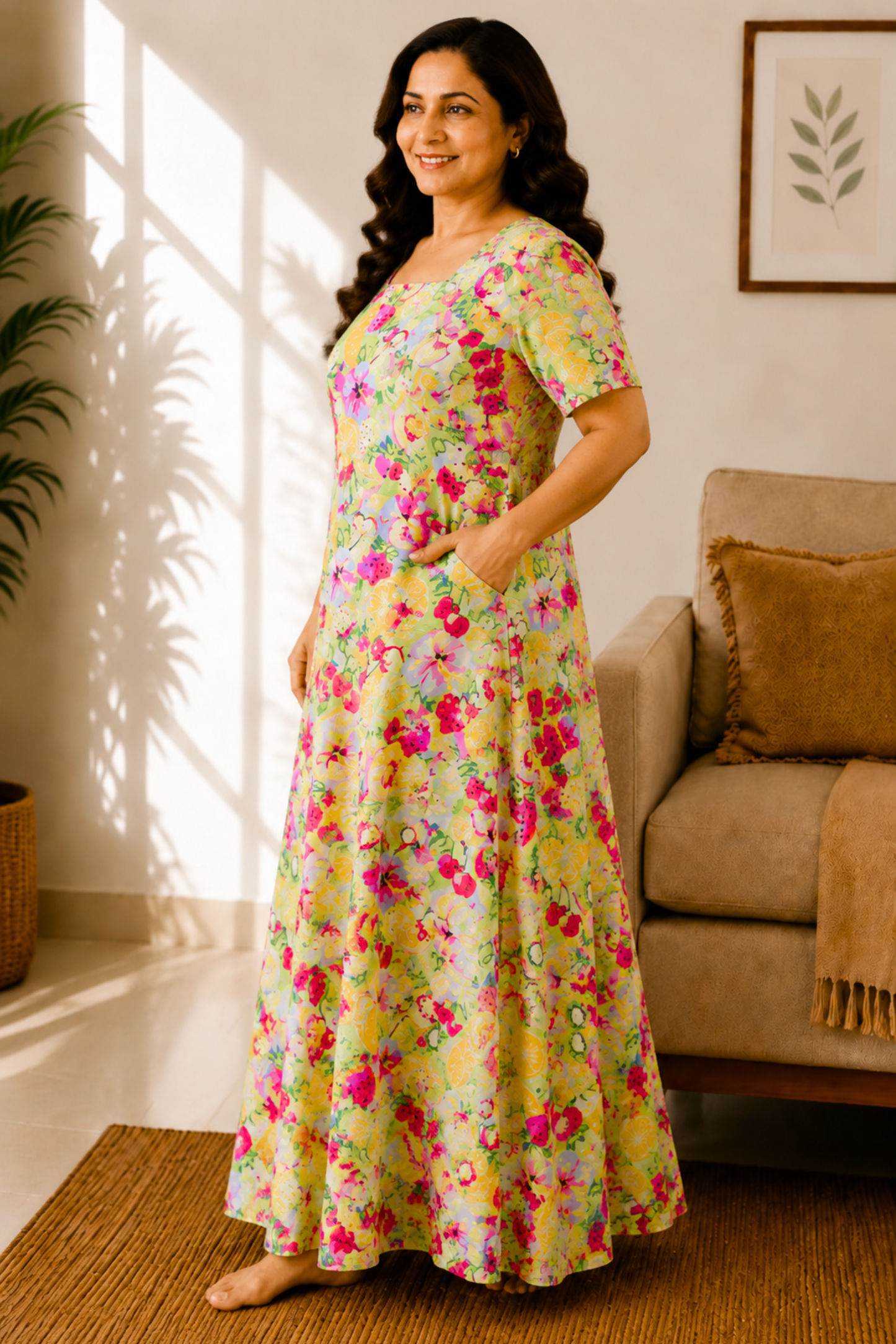 Citrus Splash Cotton Night Gown