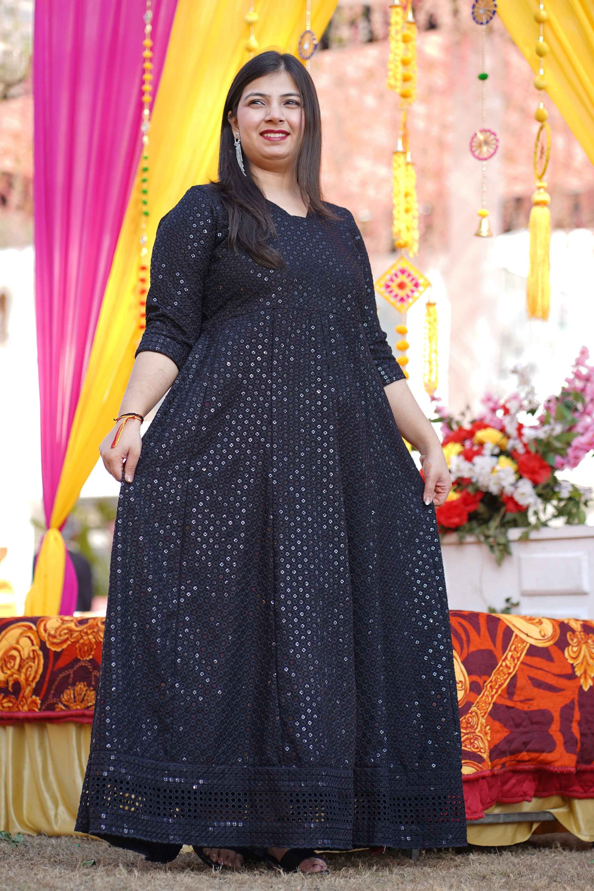 Buy Plus Size Starlit Black Sequined Fancy Dress | Apella - The XS to 10XL Store Buy Plus Size Starlit Black Sequined Fancy Dress | Apella - The XS to 10XL Store