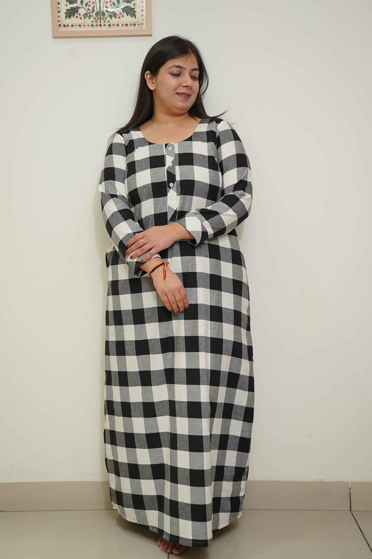 Classic Plaid Woollen Night Gown