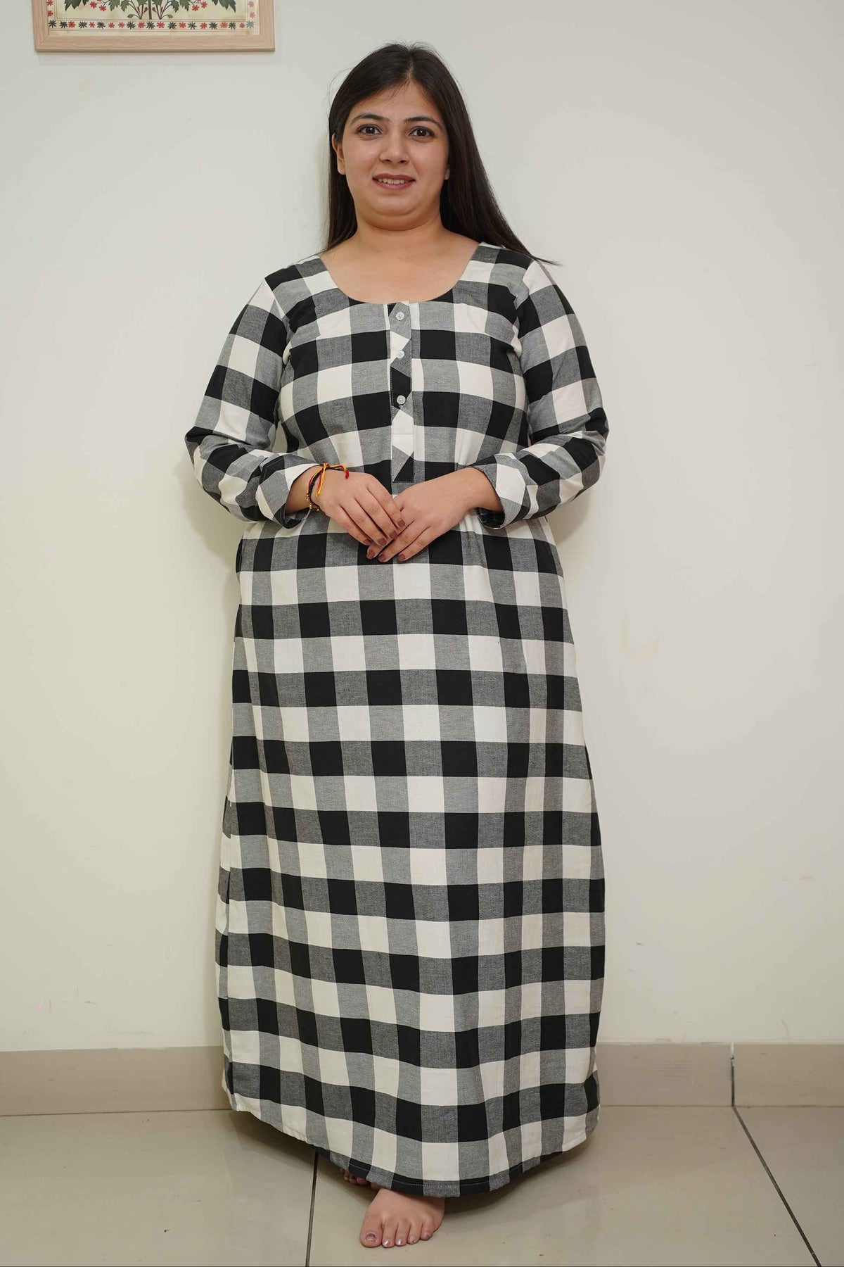 Classic Plaid Woollen Night Gown