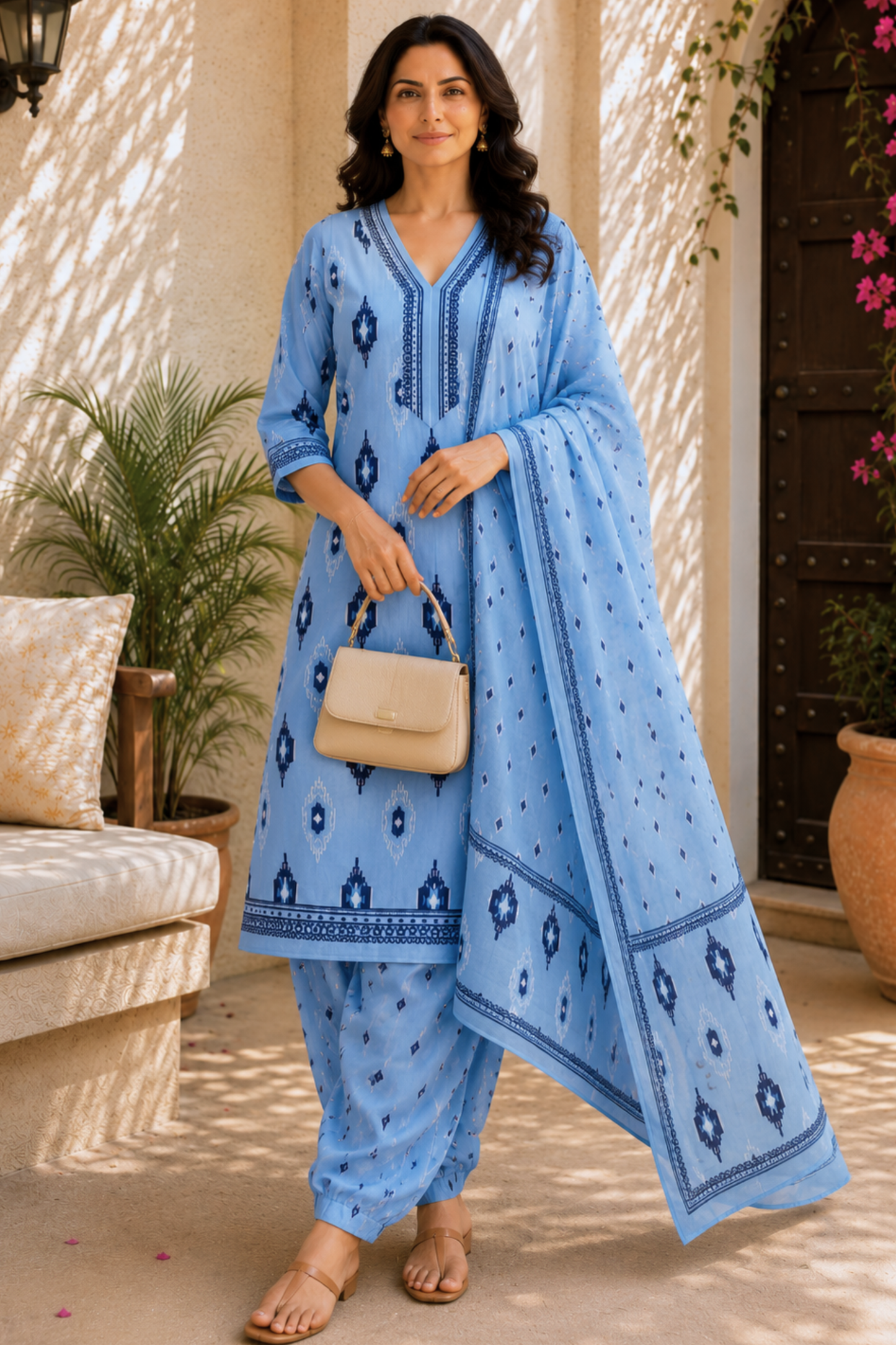 Santorini Sky Cotton Salwar Suit