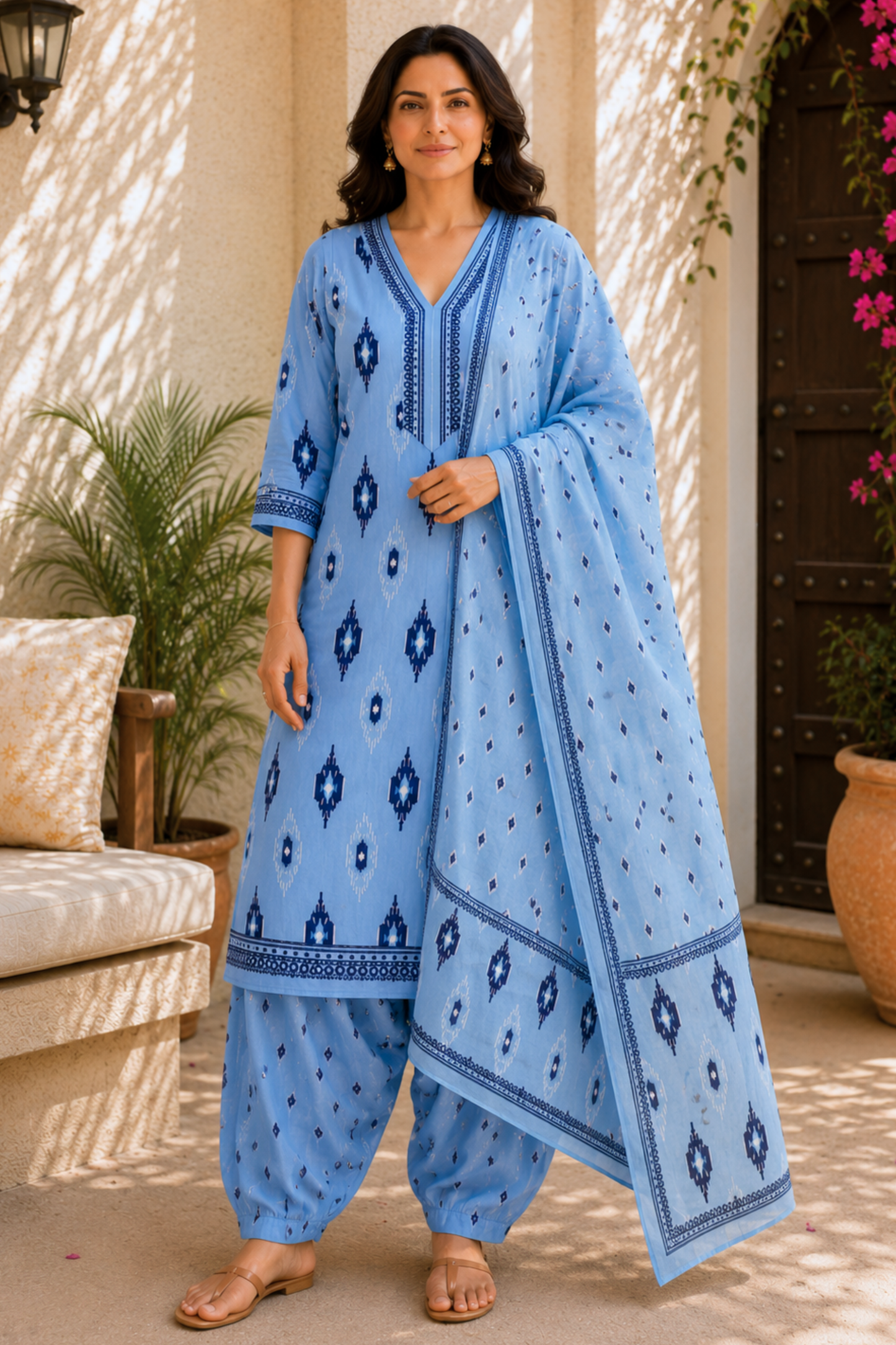 Santorini Sky Cotton Salwar Suit
