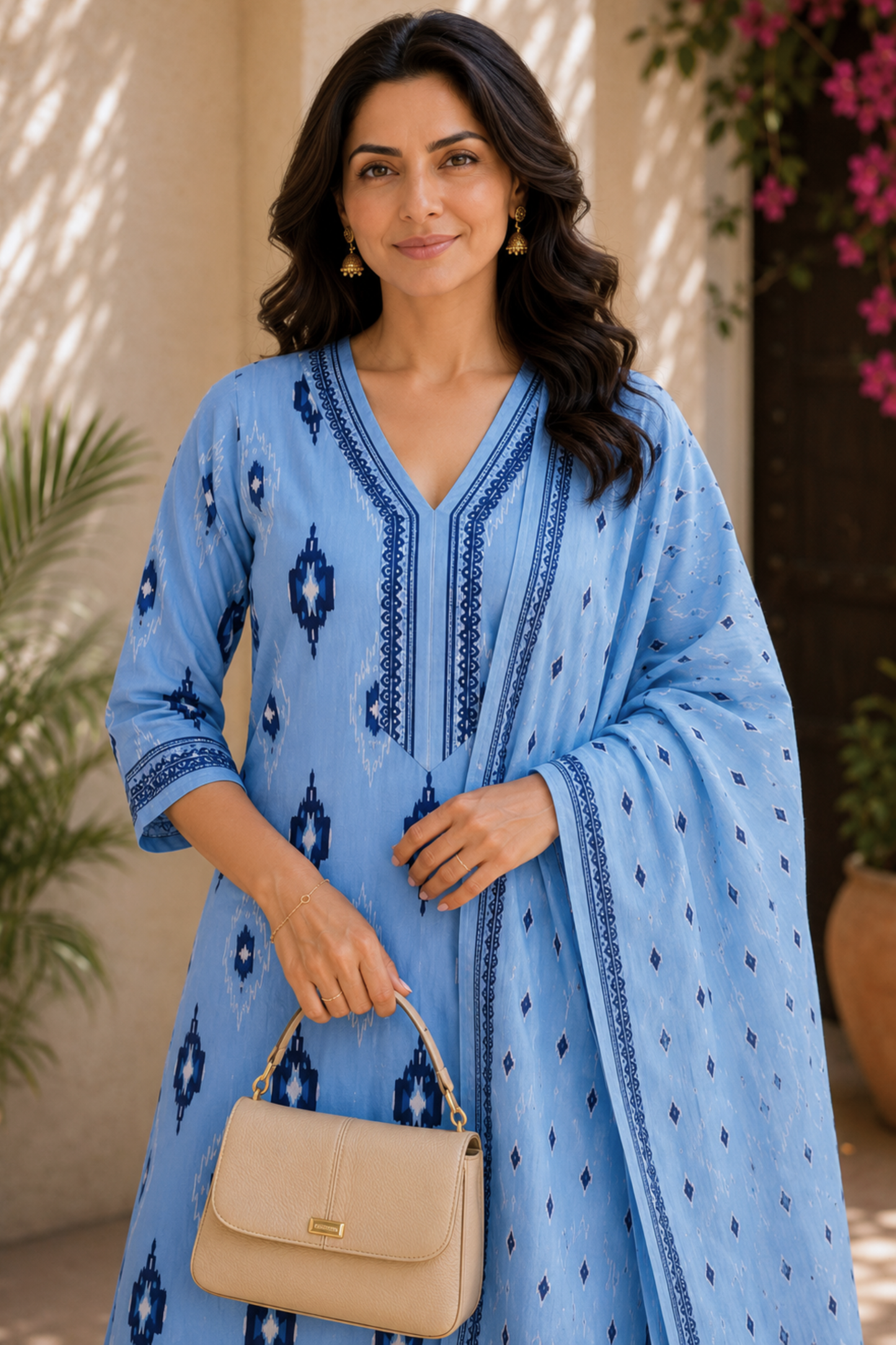 Santorini Sky Cotton Salwar Suit