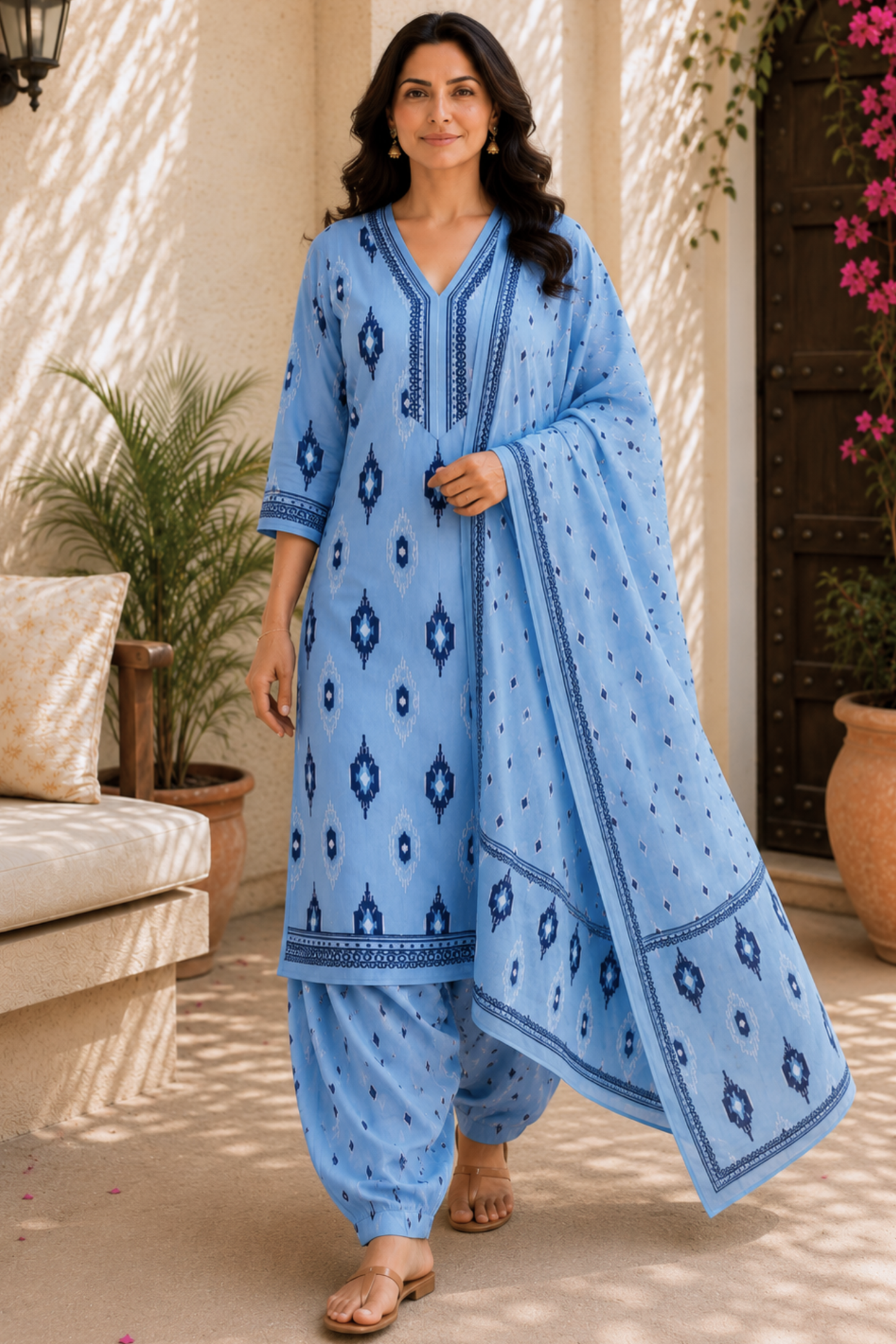 Santorini Sky Cotton Salwar Suit