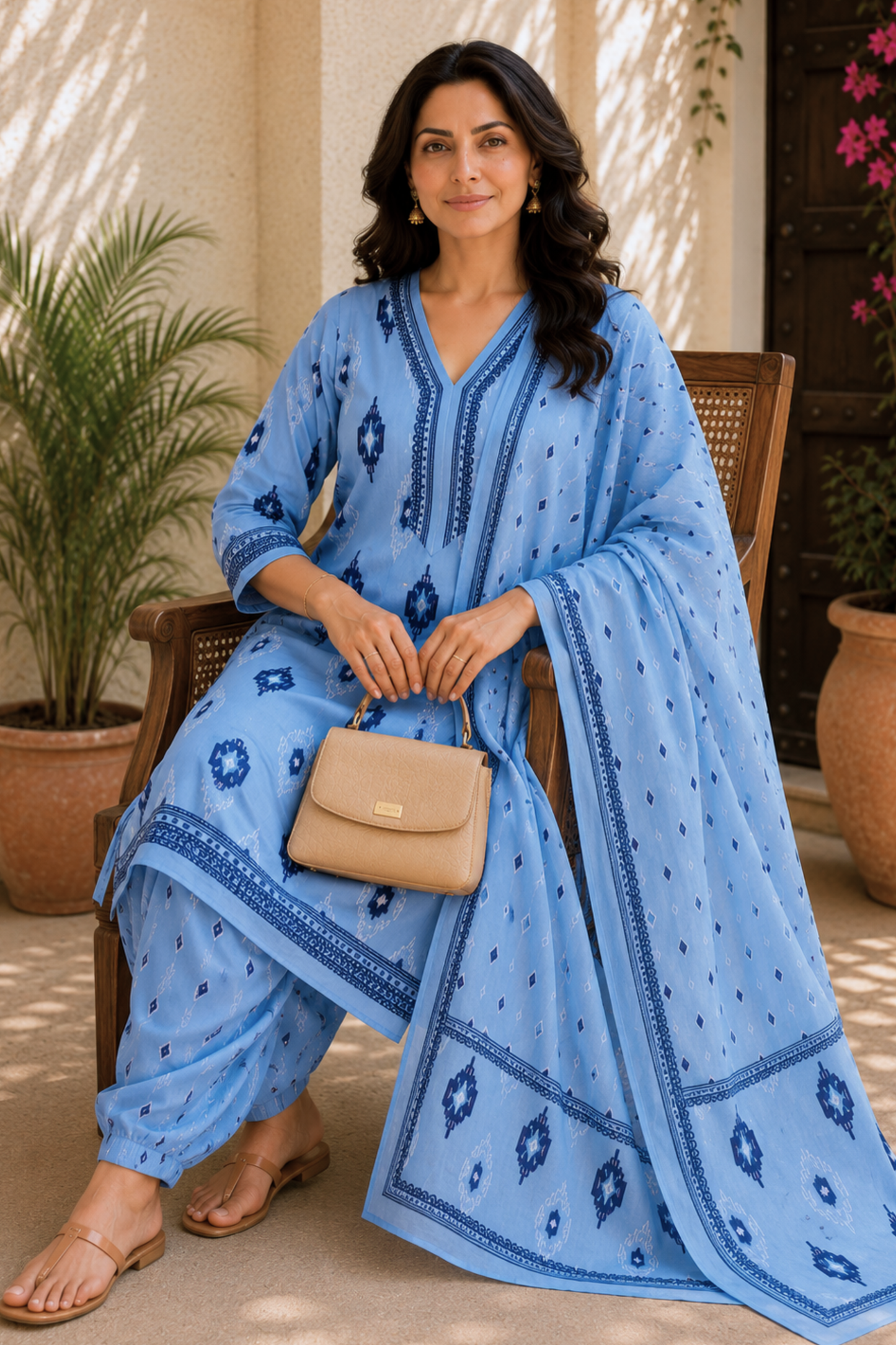 Santorini Sky Cotton Salwar Suit
