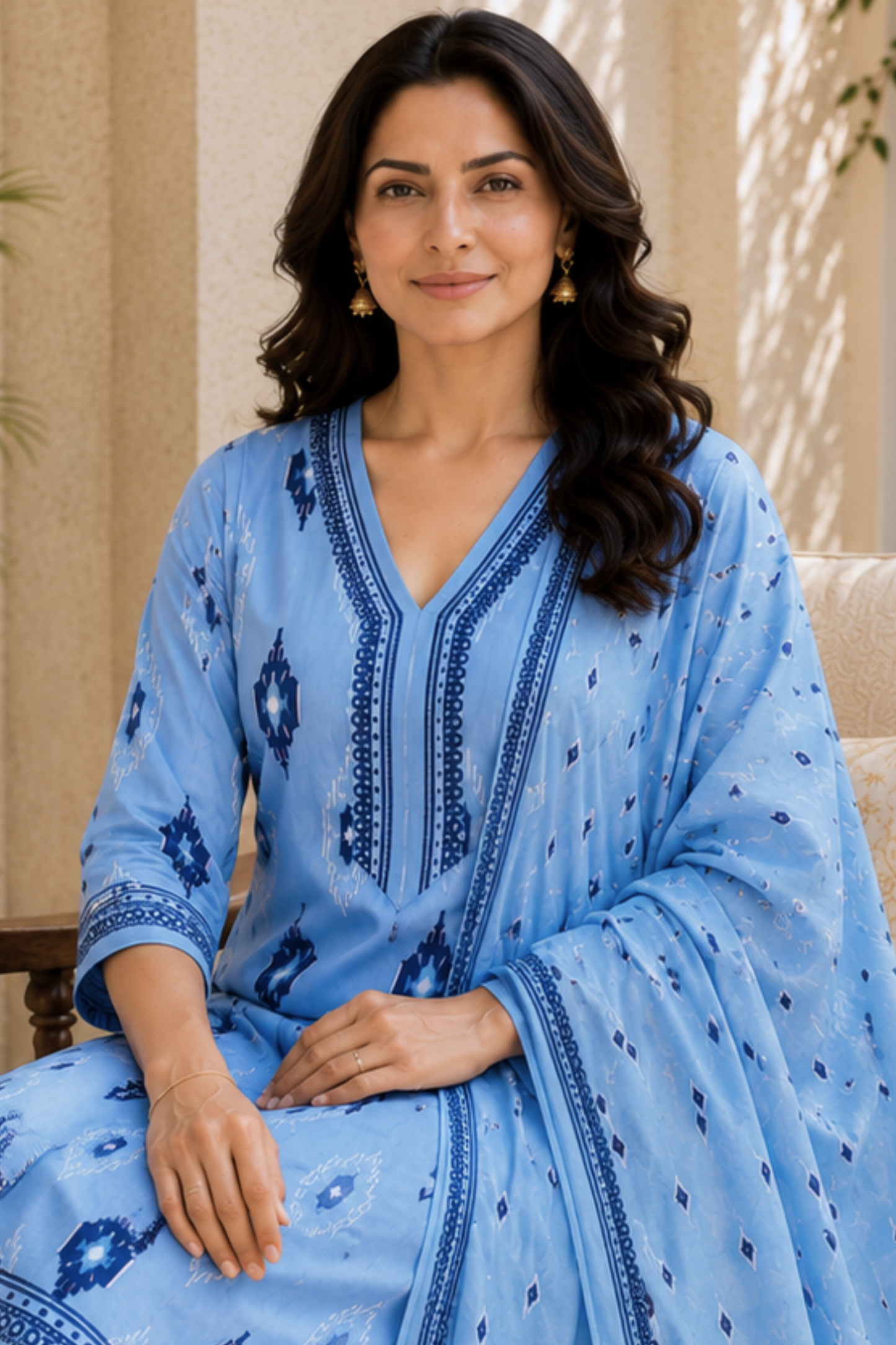 Santorini Sky Cotton Salwar Suit