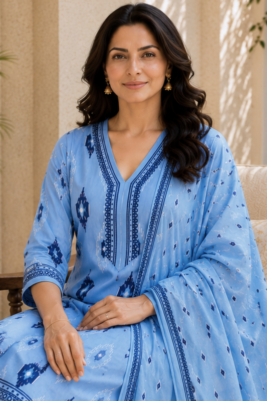 Santorini Sky Cotton Salwar Suit
