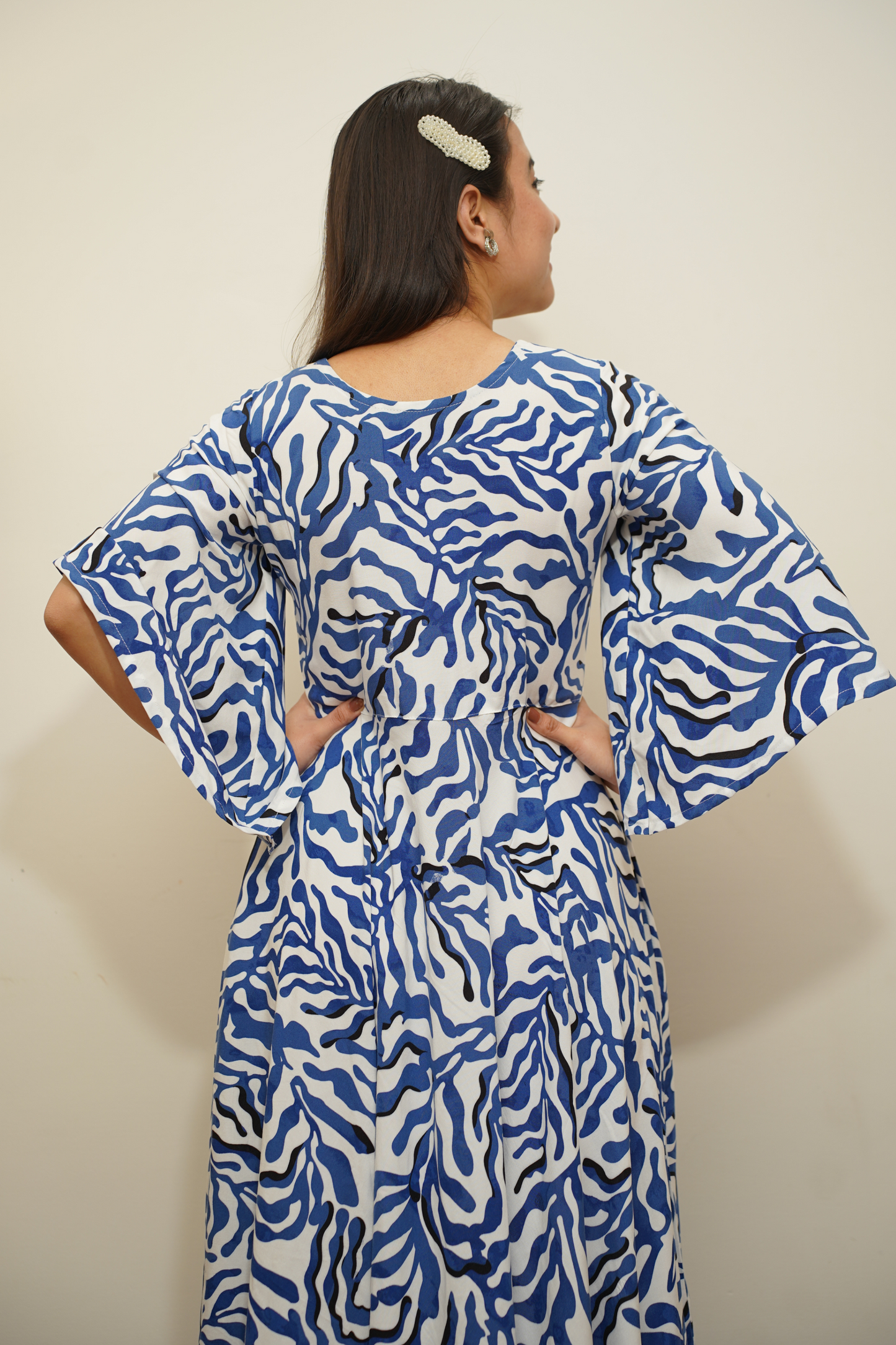 Cobalt Cascade Rayon Maxi Dress