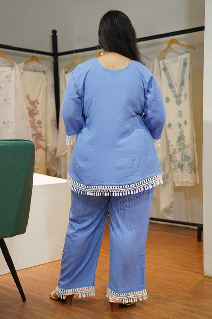 Cobalt Tassled Solid Co-ord Set