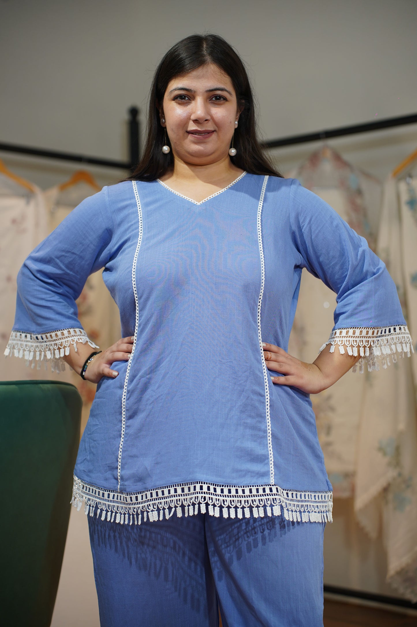 Cobalt Tassled Solid Co-ord Set