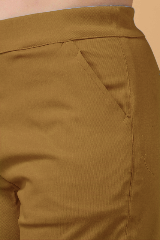 Dark Beige Premium Cotton Lycra Pant