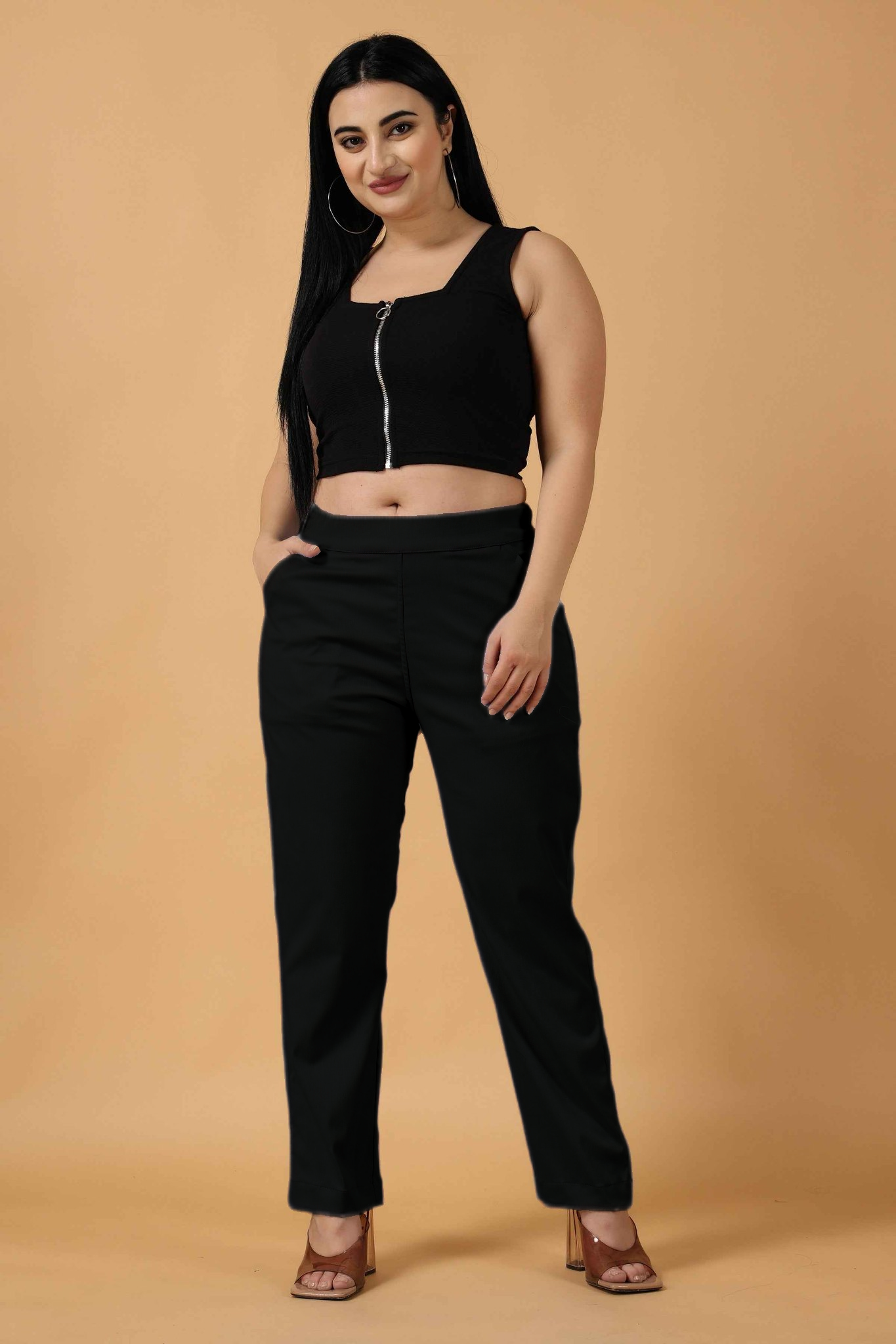 Black Premium Cotton Lycra Pant